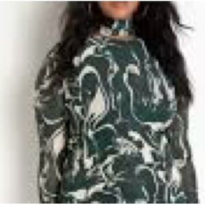 Eloquii Green & White Abstract Marble Long Sleeve Top size 18/20